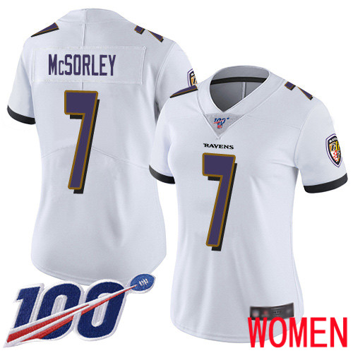 Baltimore Ravens Limited White Women Trace McSorley Road Jersey NFL Football #7 100th Season Vapor Untouchable->youth nfl jersey->Youth Jersey